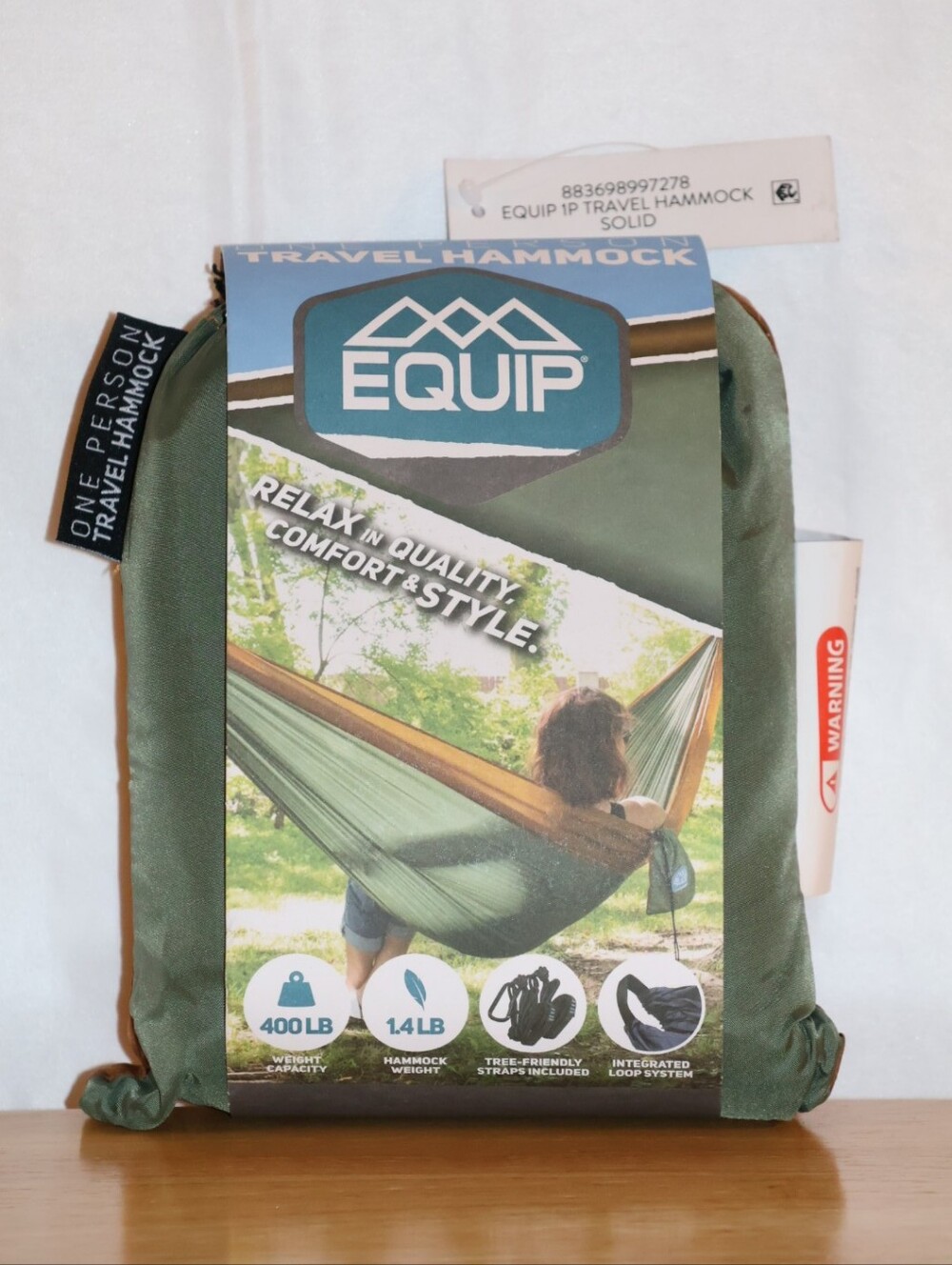 Equip Nylon Portable One Person Travel Hammock-Sage Green & Rust. NWT.